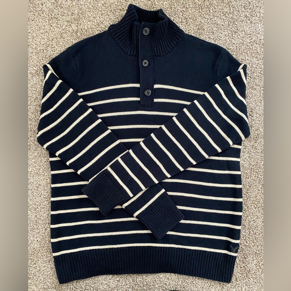 EUC Vintage American Eagle Mens Quarter Zip Pullover Cotton Sweater Size Large